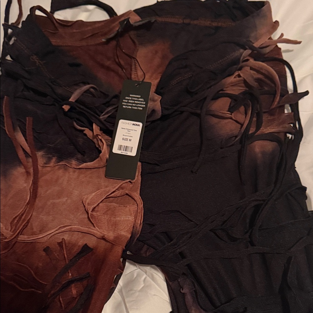 Fashion Nova Brown and Black Flare Pants - Picture 2 of 3